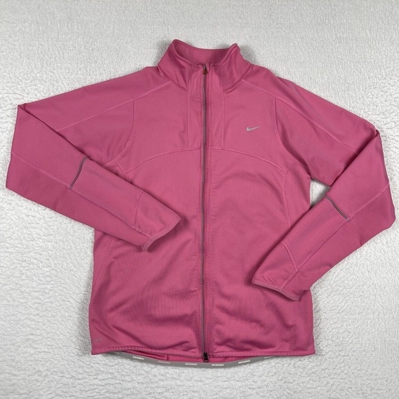 Nike Jacket Womens Medium Pink‎ Dri Fit Reflective Runner Jogger Casual Active - Picture 1 of 16